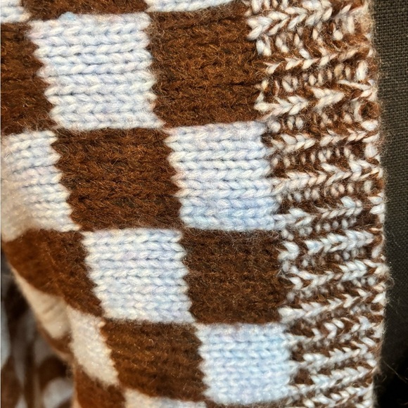 New Forever 21 Cardigan Blue Brown Oversized Checkered Plaid Open Front Size S - Picture 9 of 9